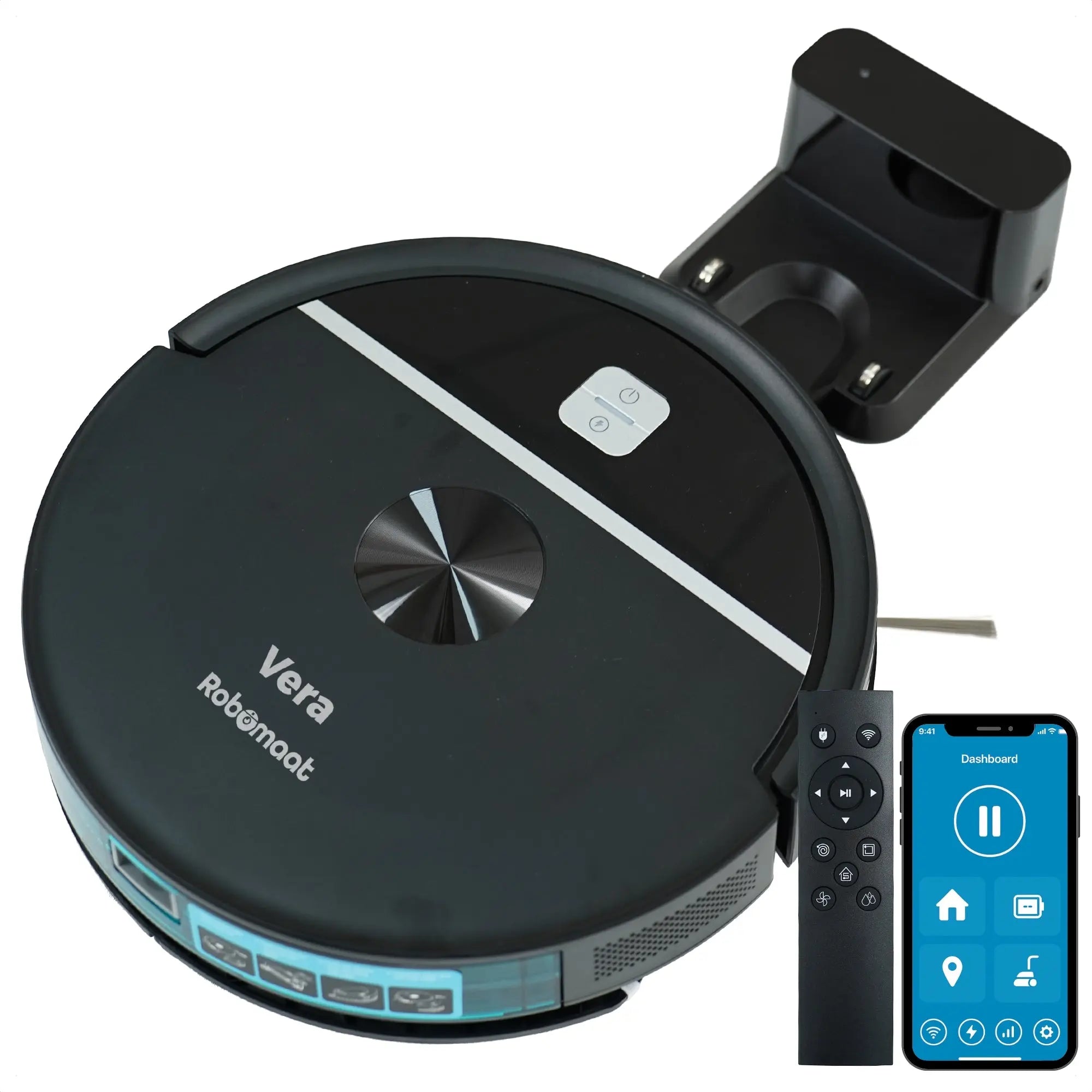 Vera robotstofzuiger op witte achtergrond 